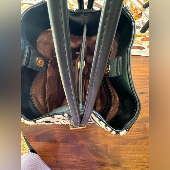 Samoe black leather and hide purse with alternating length strap - Picture 2 of 6